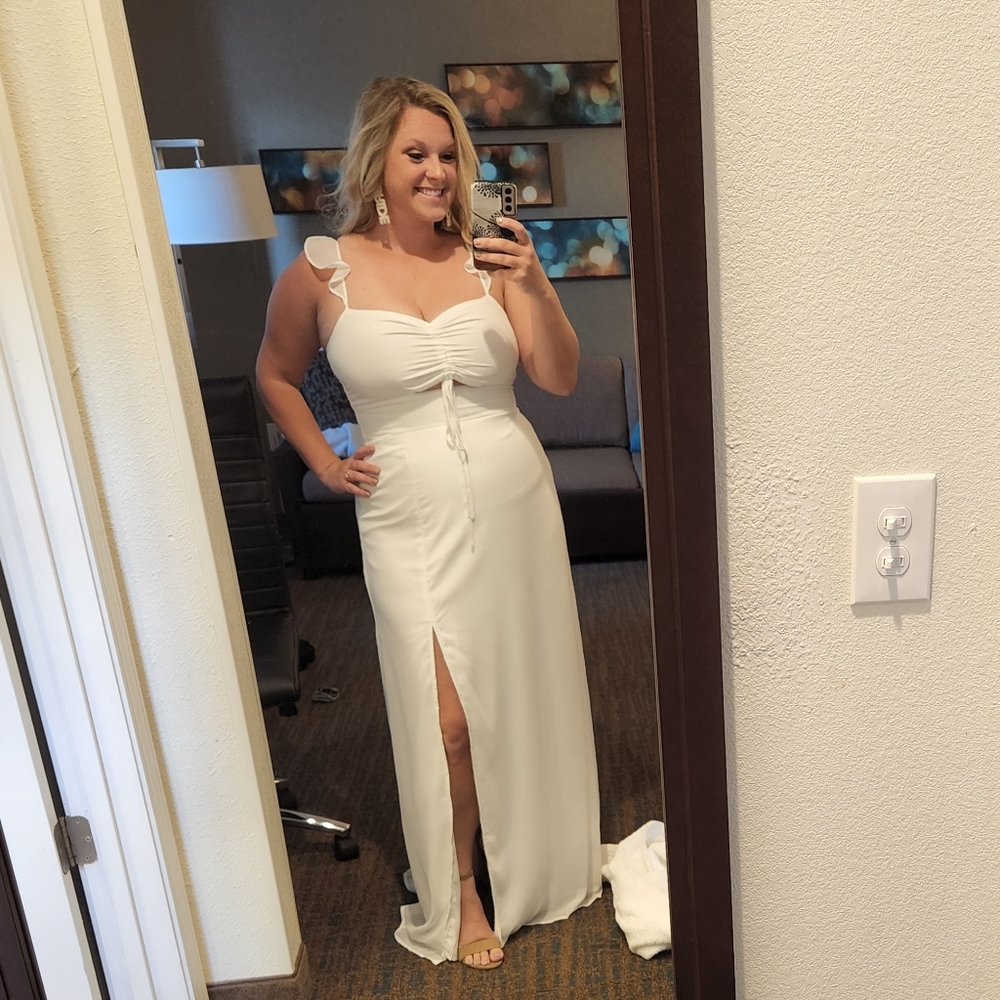 Lulu's The Way to Love White Ruffle Maxi Dress